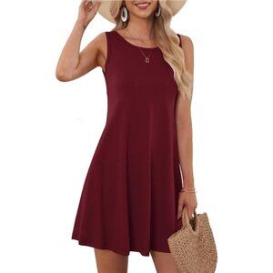 Wine Red Women's Casual Swing Simple T-Shirt Loose Dress